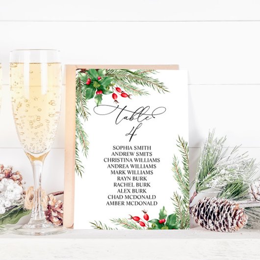 Weihnachts-Rote Berries Tischnummer 4 Sitzplan