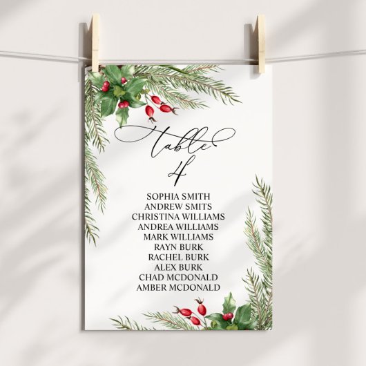 Weihnachts-Rote Berries Tischnummer 4 Sitzplan