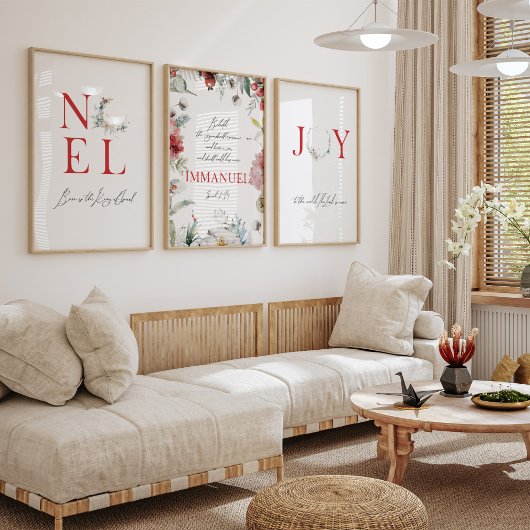 Weihnachts-Rote Bibel-Aquarellposter Bilderwand Sets