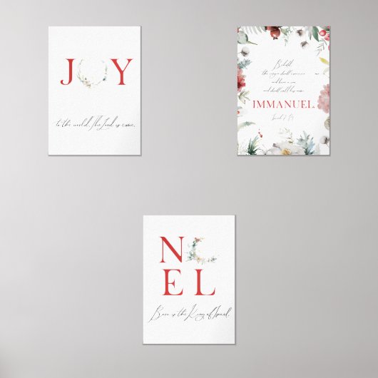 Weihnachts-Rote Bibel-Aquarellposter Bilderwand Sets (Vorderseite)