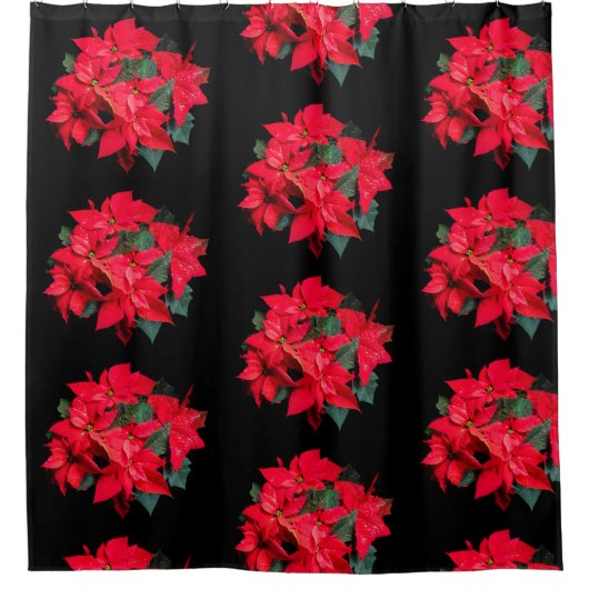 Weihnachts-Rote Blume Duschvorhang (Vorderseite)
