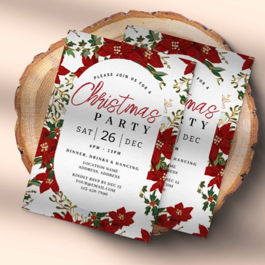 Weihnachts Rote Blume Feiertag Einladung