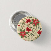 Weihnachts Rote Blume Muster-11600 Button (Vorne & Hinten)