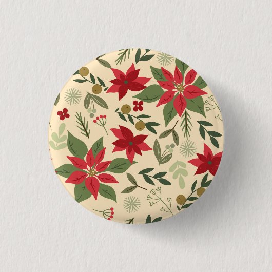 Weihnachts Rote Blume Muster-11600 Button (Vorderseite)