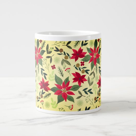 Weihnachts Rote Blume Muster-11600 Jumbo-Tasse (Vorderseite)