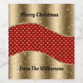 Weihnachts Rote Blüte mit Gold Ribbon und Name Weinetikett (Einzelnes Label)