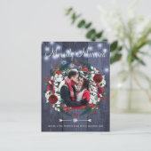 Weihnachts-Rote Blütenhochzeit-Fotos Feiertagspostkarte (Stehend Vorderseite)