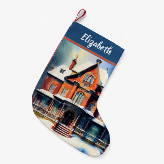 Weihnachts-Rote Brille Viktorianische Zuhause für  Kleiner Weihnachtsstrumpf (Vorderansicht (hängend))