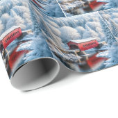 Weihnachts Rote Brücke im Winterwald Geschenkpapier (Rolleneckpunkt)