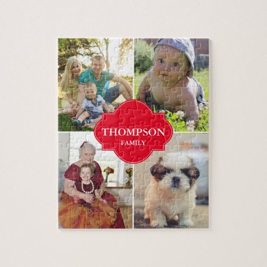 Weihnachts-Rote-Familie-Foto-Collage Puzzle (Vertikal)