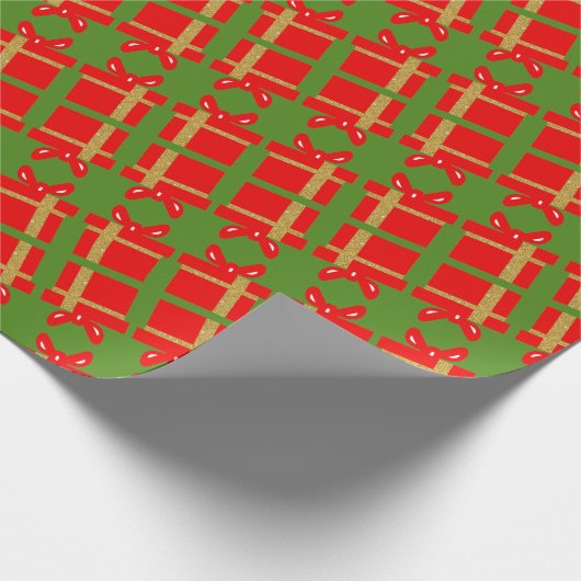 Weihnachts Rote Geschenkboxen Grün Geschenkpapier (Ecke)