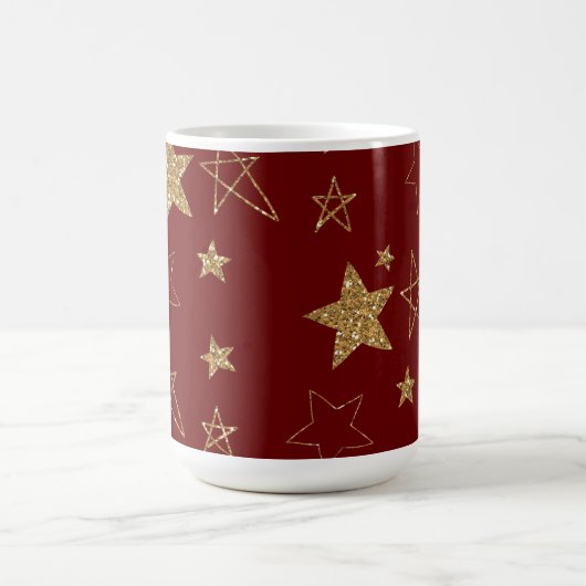 Weihnachts-Rote-Glitzer-Stars Kaffeetasse (Mittel)