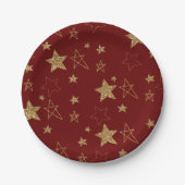 Weihnachts-Rote-Glitzer-Stars Pappteller (Vorderseite)