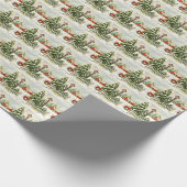 Weihnachts Rote Hütte Laternenpfanne Bäume Geschenkpapier (Ecke)