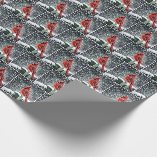 Weihnachts-Rote Kardinal in Schneeflocken Geschenkpapier (Ecke)