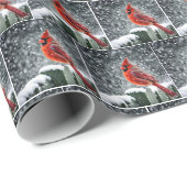Weihnachts-Rote Kardinal in Schneeflocken Geschenkpapier (Rolleneckpunkt)