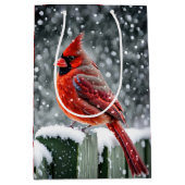 Weihnachts-Rote Kardinal in Schneeflocken Mittlere Geschenktüte (Vorderseite)