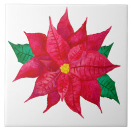 Weihnachts-Rote Keramik Poinsettia Tile Fliese