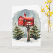 Weihnachts-Rote Mailbox Karte (Gelbe Blume)