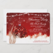 Weihnachts-Rote Ornament Feiertag Einladung (Vorderseite)