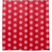 Weihnachts Rote Ornamental G-Clef Snowflake Muster Duschvorhang (Vorderseite)
