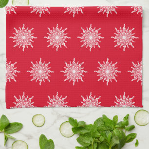 Weihnachts Rote Ornamental G-Clef Snowflake Muster Geschirrtuch