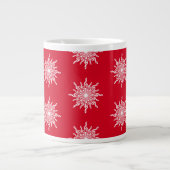 Weihnachts Rote Ornamental G-Clef Snowflake Muster Jumbo-Tasse (Vorderseite)