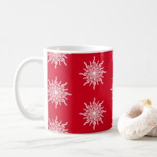 Weihnachts Rote Ornamental G-Clef Snowflake Muster Kaffeetasse