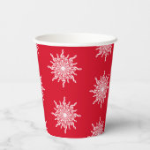 Weihnachts Rote Ornamental G-Clef Snowflake Muster Pappbecher (Rückseite)
