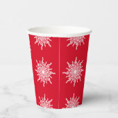 Weihnachts Rote Ornamental G-Clef Snowflake Muster Pappbecher (Rechts)