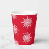 Weihnachts Rote Ornamental G-Clef Snowflake Muster Pappbecher (Vorderseite)