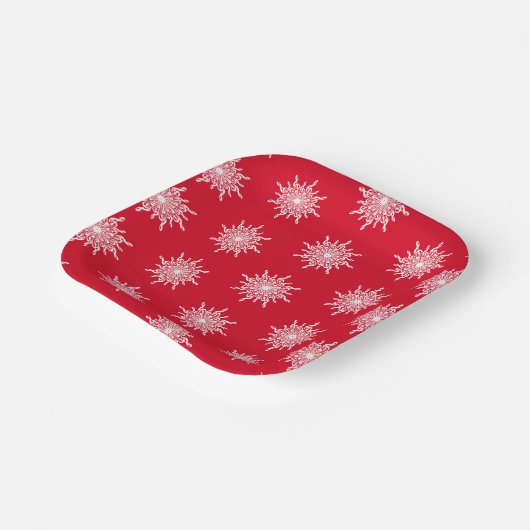 Weihnachts Rote Ornamental G-Clef Snowflake Muster Pappteller (Gewinkelt)