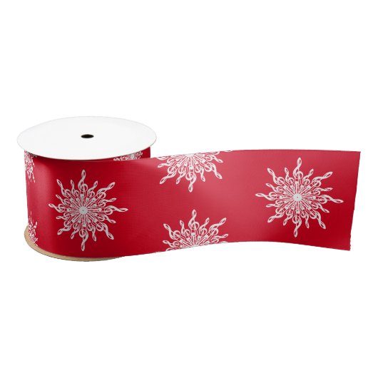 Weihnachts Rote Ornamental G-Clef Snowflake Muster Satinband (Spule)