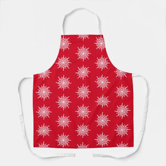 Weihnachts Rote Ornamental G-Clef Snowflake Muster Schürze (Vorderseite)