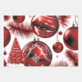 Weihnachts-Rote Ornamente Geschenk Wrap, Weihnacht Geschenkpapier Set (Vorderseite)