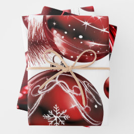 Weihnachts-Rote Ornamente Geschenk Wrap, Weihnacht Geschenkpapier Set