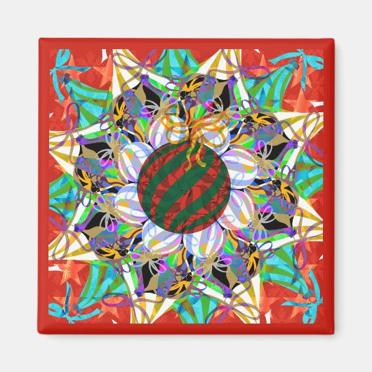 Weihnachts-Rote Ornamente Magnet (Vorne)