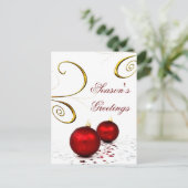 Weihnachts-Rote-Ornamente Weihnachten Gruß PostCar (Stehend Vorderseite)