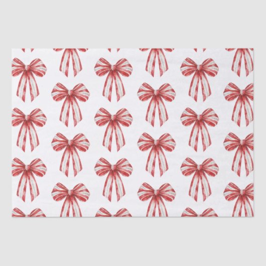 Weihnachts Rote Peppermint Bows auf Weiß Seidenpapier (Vorderseite)