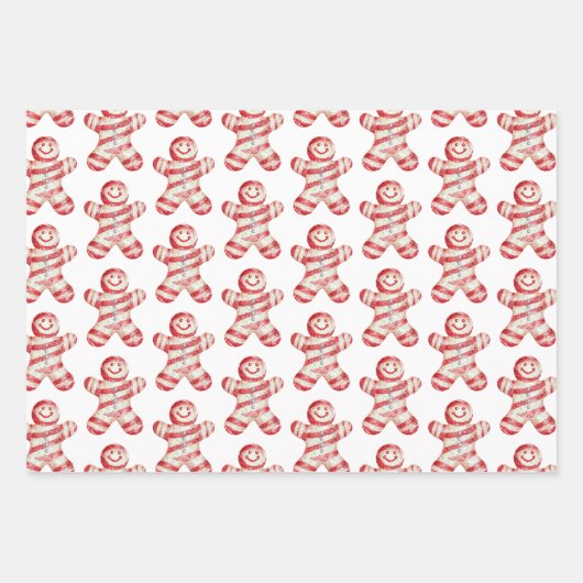 Weihnachts Rote Pfefferminzbaume Füchse Cookies Geschenkpapier Set (Vorderseite 3)