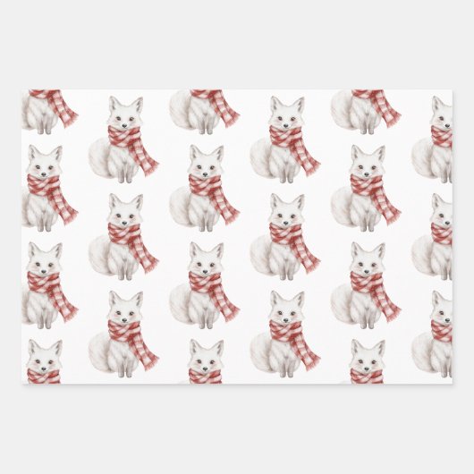 Weihnachts Rote Pfefferminzbaume Füchse Cookies Geschenkpapier Set (Vorderseite 2)