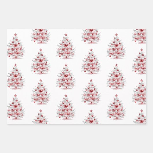 Weihnachts Rote Pfefferminzbaume Füchse Cookies Geschenkpapier Set (Vorderseite)