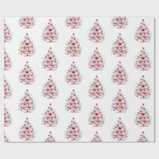 Weihnachts Rote Pfefferminzbaume Geschenkpapier (Flach)