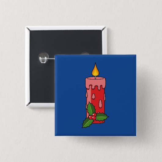 Weihnachts-Rote Pfeiler-Kerze mit Holly Button (Vorne & Hinten)