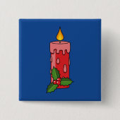 Weihnachts-Rote Pfeiler-Kerze mit Holly Button (Vorderseite)