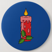 Weihnachts-Rote Pfeiler-Kerze mit Holly Button (Vorderseite)