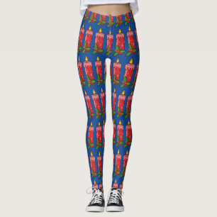 Weihnachts-Rote Pfeiler-Kerze mit Holly Leggings