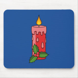 Weihnachts-Rote Pfeiler-Kerze mit Holly Mousepad