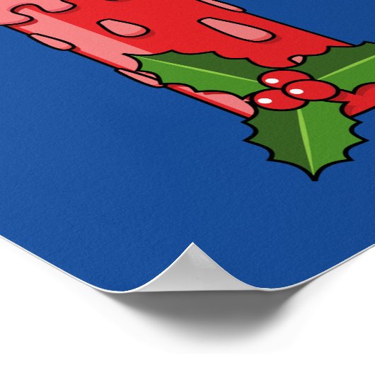 Weihnachts-Rote Pfeiler-Kerze mit Holly Poster (Ecke)