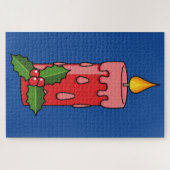 Weihnachts-Rote Pfeiler-Kerze mit Holly Puzzle (Horizontal)